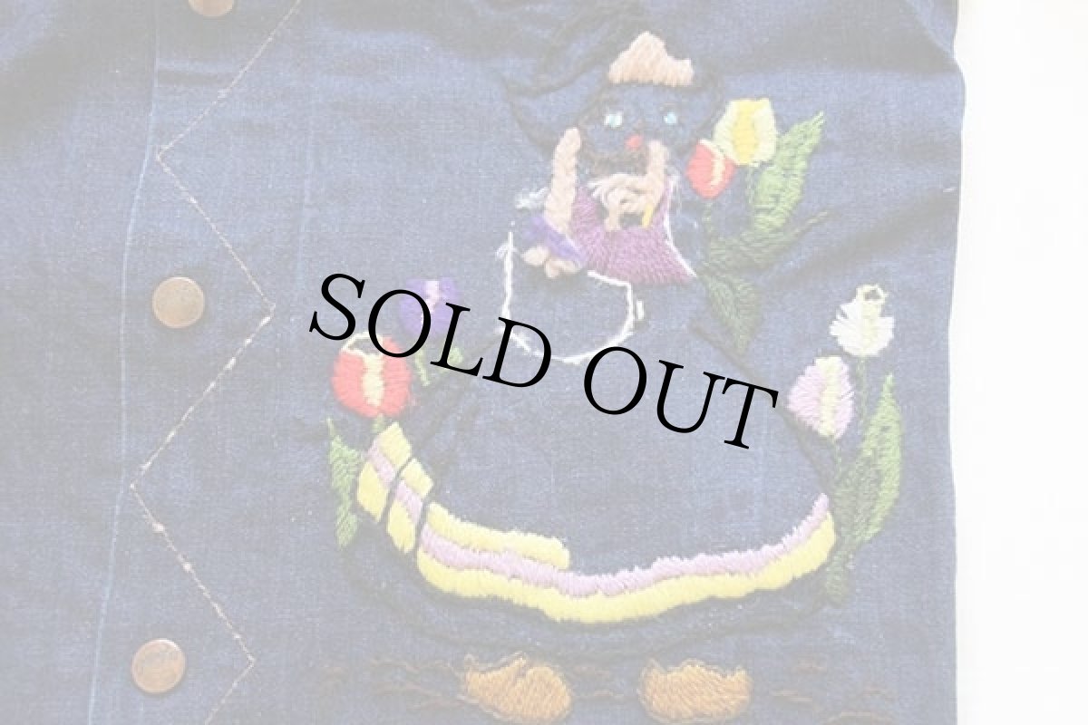 画像5: 70s USA製 Wranglerラングラー 刺繍入り インディゴ デニムシャツ L (5)