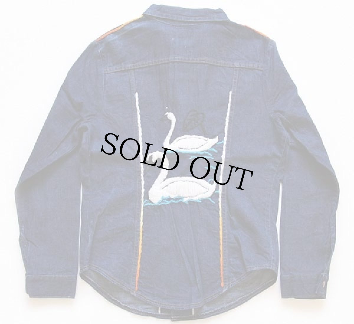 画像2: 70s USA製 Wranglerラングラー 刺繍入り インディゴ デニムシャツ L (2)