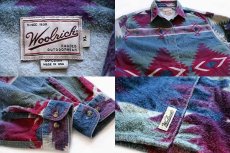 画像3: 90s USA製 Woolrichウールリッチ ネイティブ柄 コットン シャモアクロスシャツ XL (3)