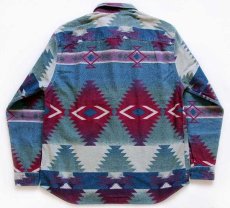 画像2: 90s USA製 Woolrichウールリッチ ネイティブ柄 コットン シャモアクロスシャツ XL (2)