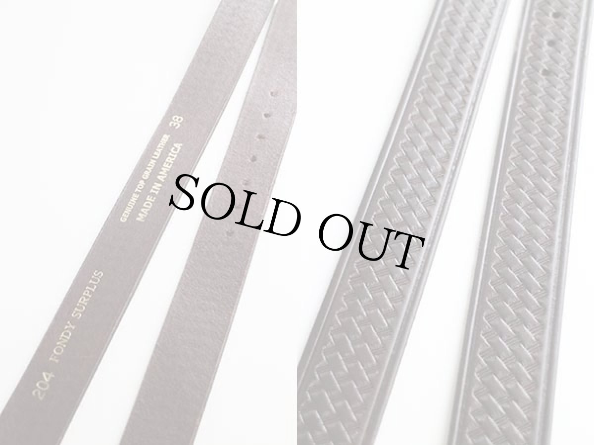 画像3: 新品★USA製 UNKNOWN バスケット柄 カービング レザーベルト 焦げ茶 38★1195 (3)