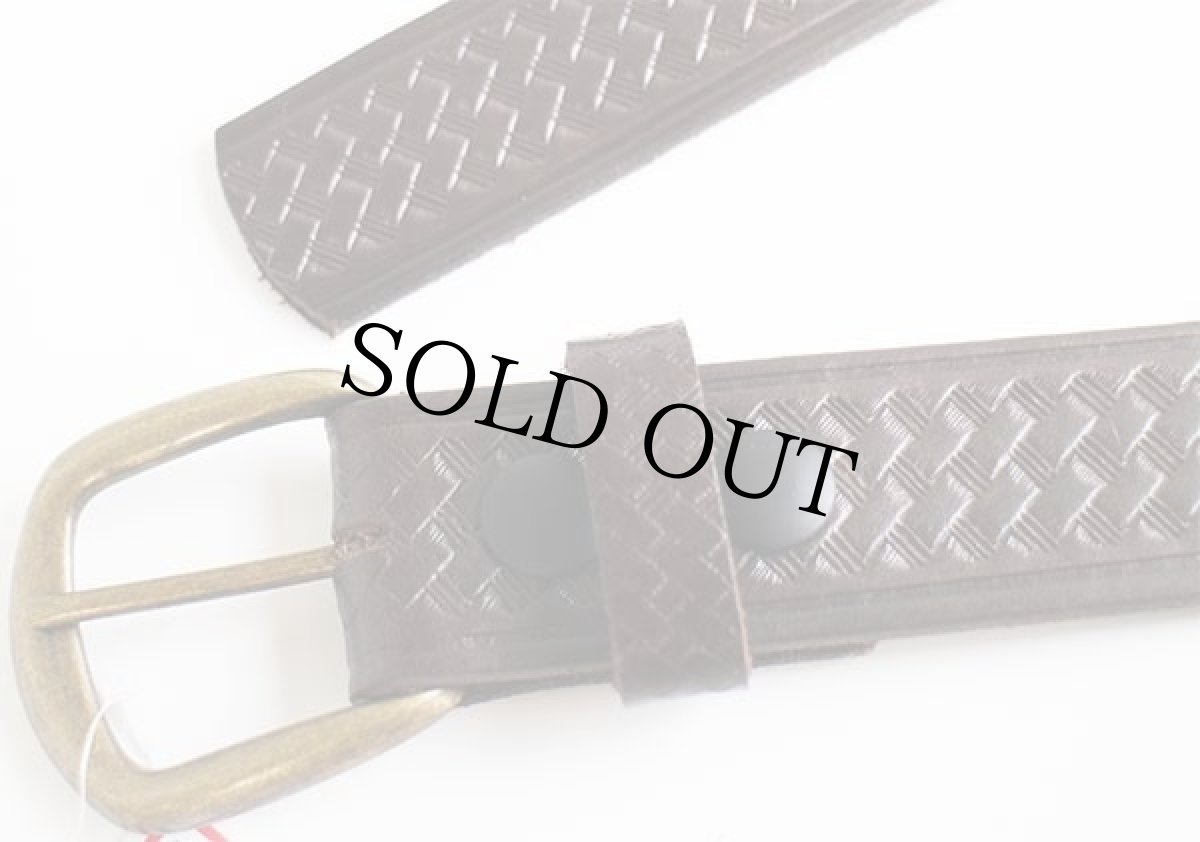 画像2: 新品★USA製 UNKNOWN バスケット柄 カービング レザーベルト 焦げ茶 38★1195 (2)