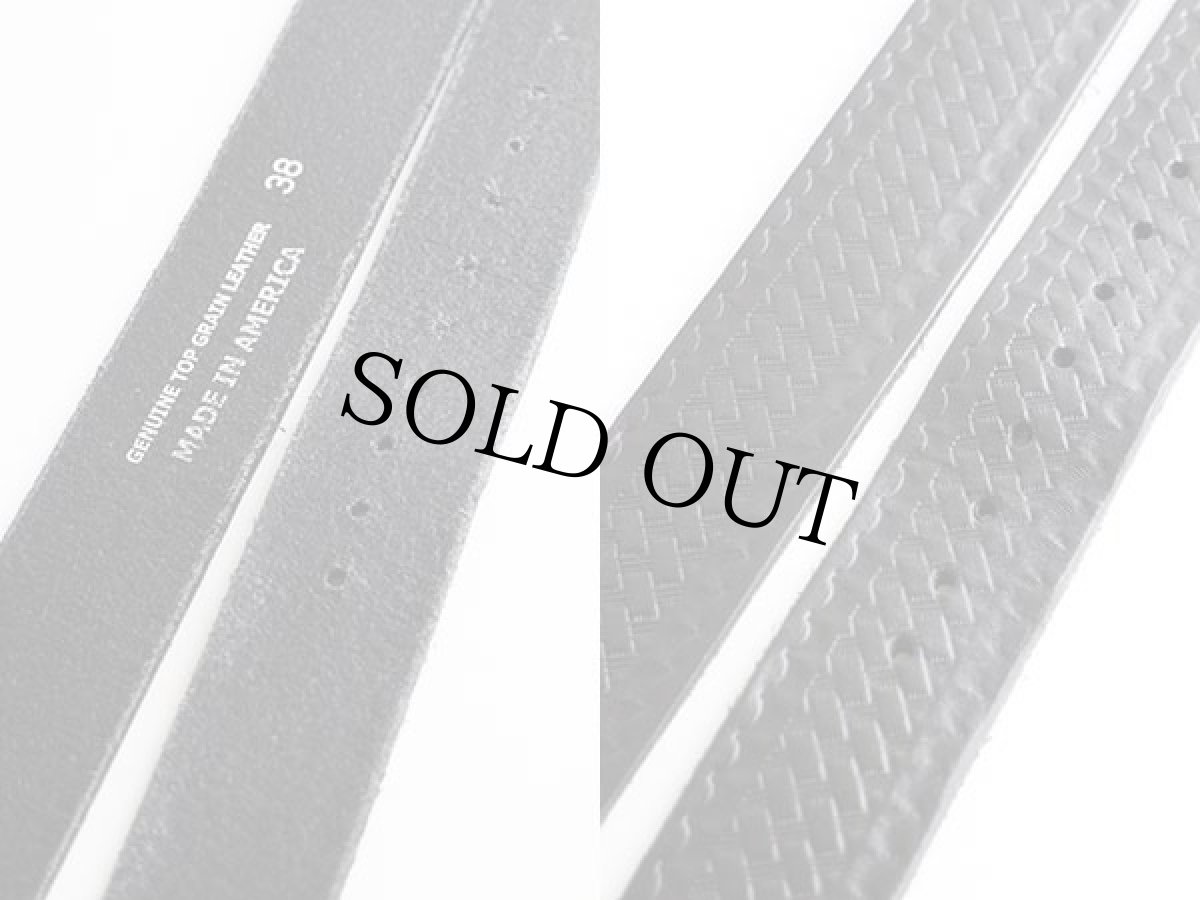 画像3: 新品★USA製 UNKNOWN バスケット柄 カービング レザー ギャリソンベルト 黒 38★1196 (3)