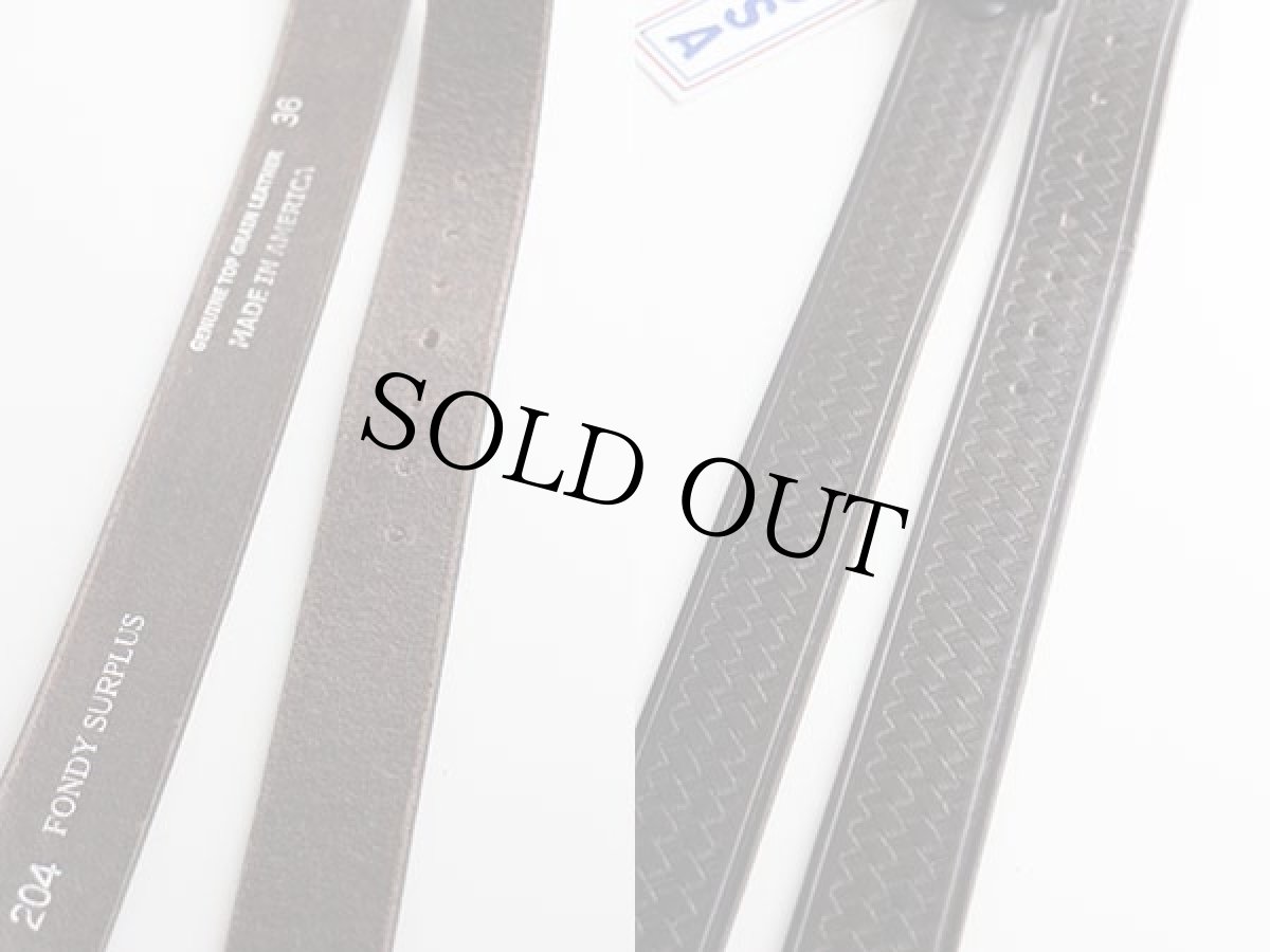 画像2: 新品★USA製 UNKNOWN バスケット柄 カービング レザーベルト 焦げ茶 38★1191 (2)