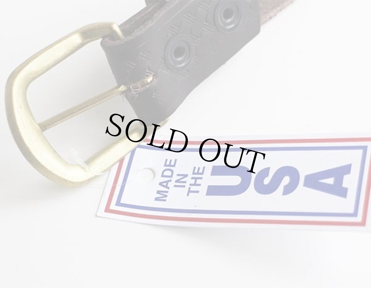 画像3: 新品★USA製 UNKNOWN バスケット柄 カービング レザーベルト 焦げ茶 36★1192 (3)