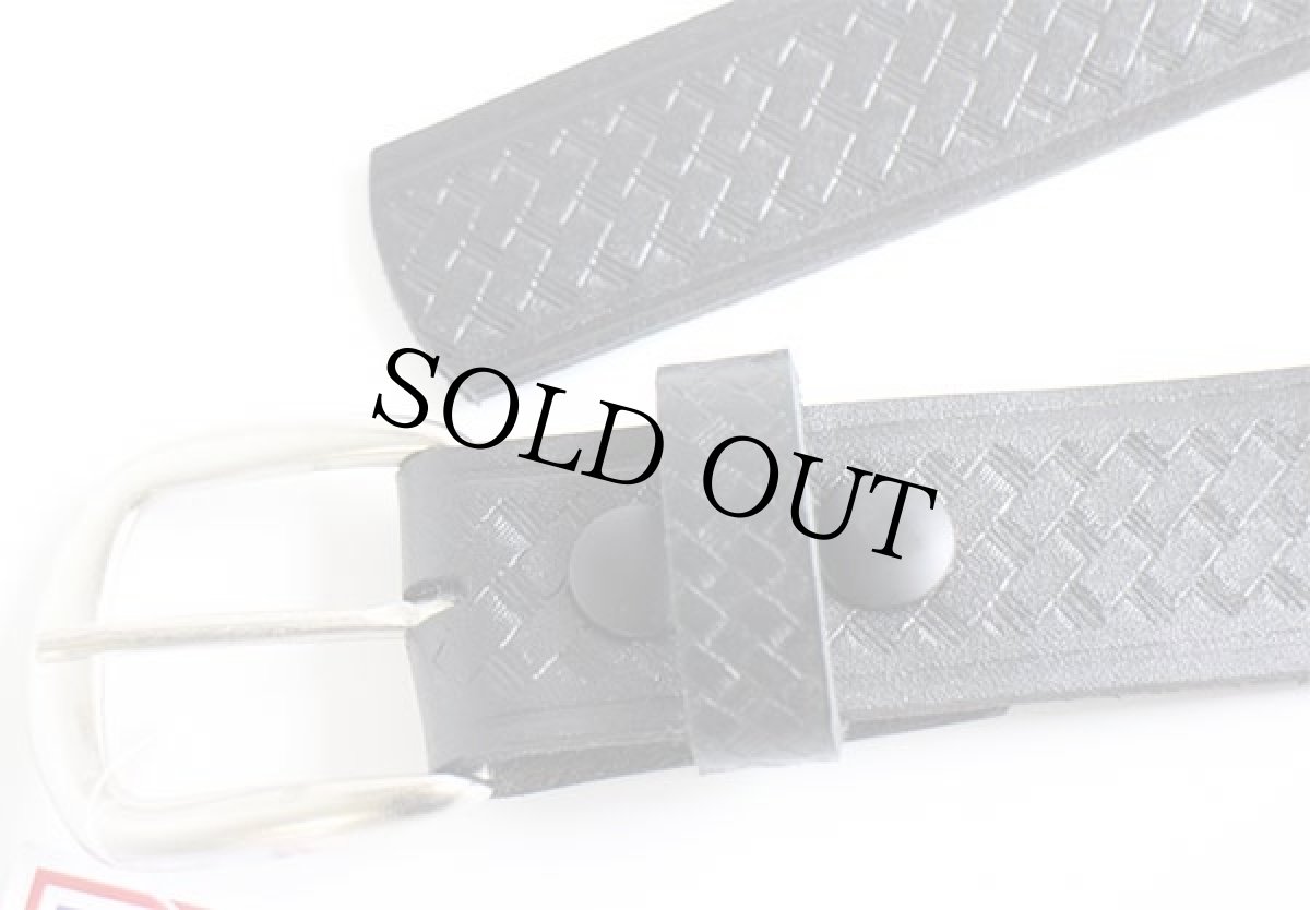 画像2: 新品★USA製 UNKNOWN バスケット柄 カービング レザーベルト 黒 38 (2)