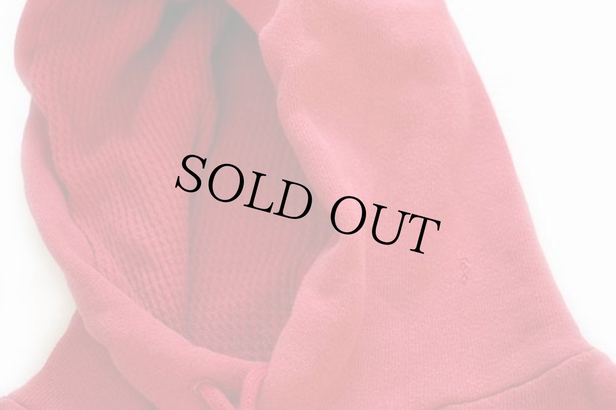 画像3: 60s UNKNOWN 無地 フード裏サーマル コットン スウェットパーカー 赤 (3)