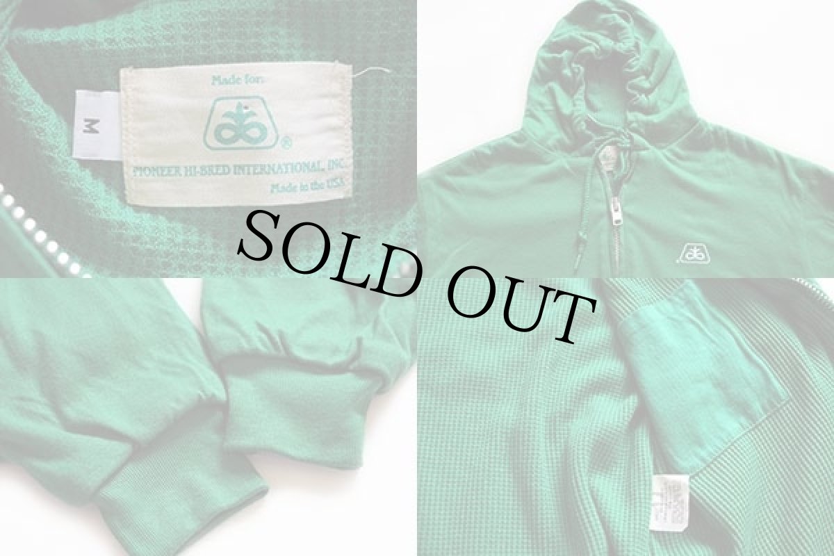 画像3: デッドストック★80s USA製 PIONEER HI-BRED INTERNATIONAL 裏サーマル スウェット ジップパーカー 緑 M (3)