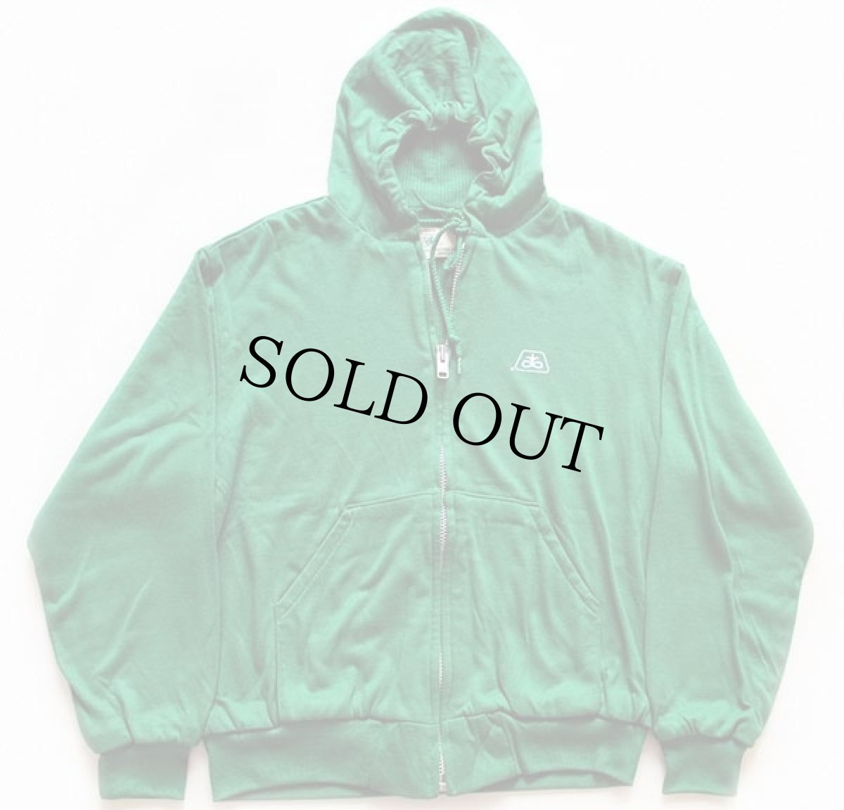 画像2: デッドストック★80s USA製 PIONEER HI-BRED INTERNATIONAL 裏サーマル スウェット ジップパーカー 緑 M (2)