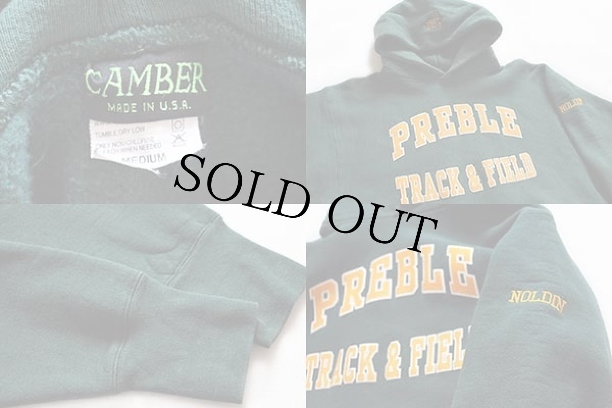 画像3: 90s USA製 CAMBERキャンバー PREBLE TRACK&FIELD リバースウィーブ スウェットパーカー 緑 M (3)