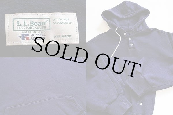 90s USA製 L.L.Bean×RUSSELLラッセル 無地 スウェットパーカー 紺 XXL