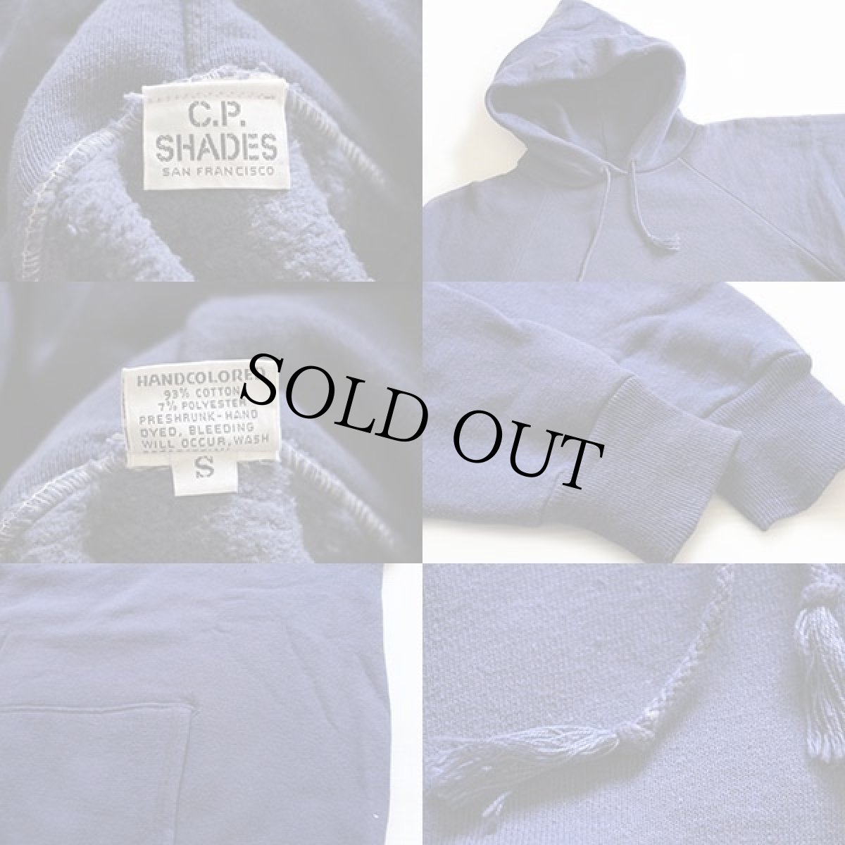 画像3: 90s C.P.SHADES HANDCOLORED 無地 スウェットパーカー ナス紺 (3)