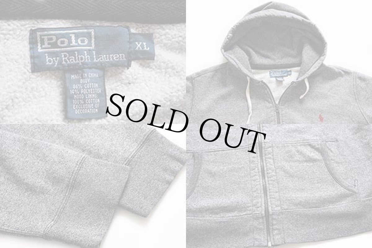 画像3: ポロ ラルフローレン ワンポイント フード裏サーマル スウェット ジップパーカー ごま塩 XL (3)