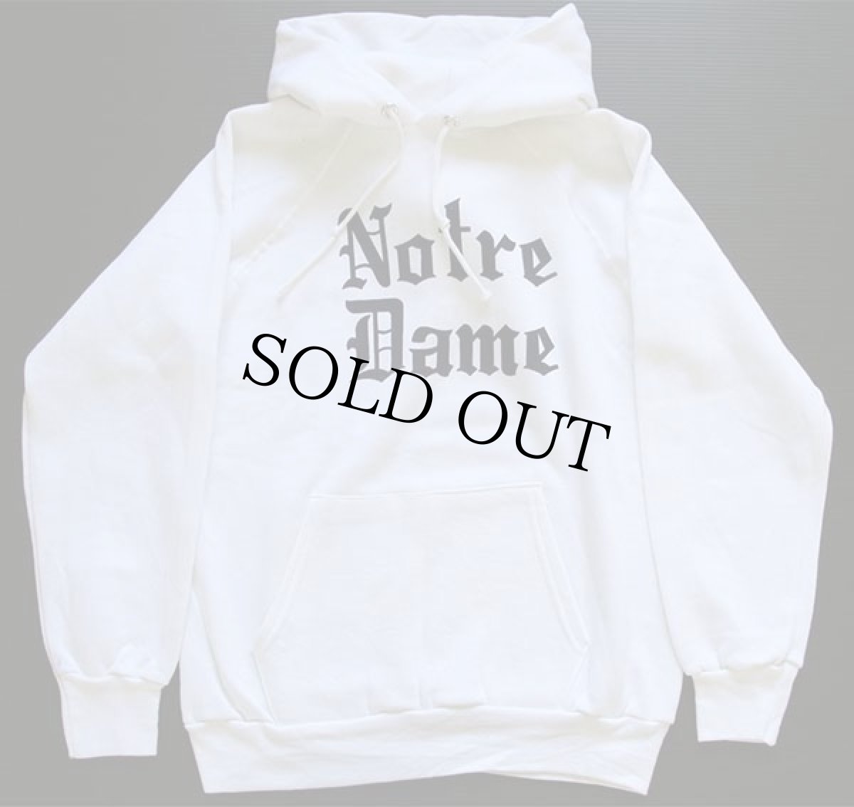 画像2: デッドストック★80s USA製 Championチャンピオン Notre Dame 染み込みプリント スウェットパーカー 白 M (2)