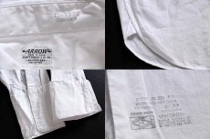 画像5: デッドストック★50s USA製 ARROW マチ付き 無地 ダブルカフス コットン ドレスシャツ 白 15 (5)