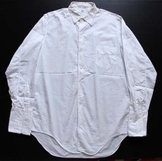 画像1: 50s USA製 Enro 無地 ダブルカフス コットン ドレスシャツ 白 15 (1)