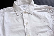 画像4: デッドストック★50s USA製 ARROW マチ付き 無地 ダブルカフス コットン ドレスシャツ 白 15 (4)