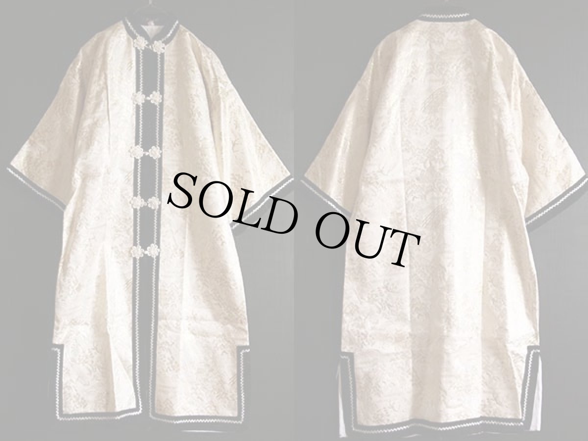 画像2: デッドストック★ビンテージ 日本製 Violet 総柄 サテン ガウン L (2)