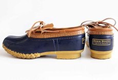 画像2: USA製 L.L.Bean ビーンブーツ ラバーモカシン タン×ネイビー 7W★ガムシューズ (2)