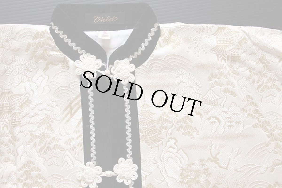 画像3: デッドストック★ビンテージ 日本製 Violet 総柄 サテン ガウン L (3)