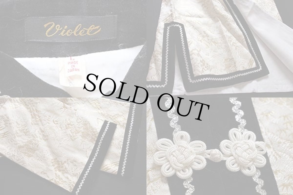 画像5: デッドストック★ビンテージ 日本製 Violet 総柄 サテン ガウン L (5)