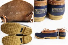 画像4: USA製 L.L.Bean ビーンブーツ ラバーモカシン タン×ネイビー 7W★ガムシューズ (4)