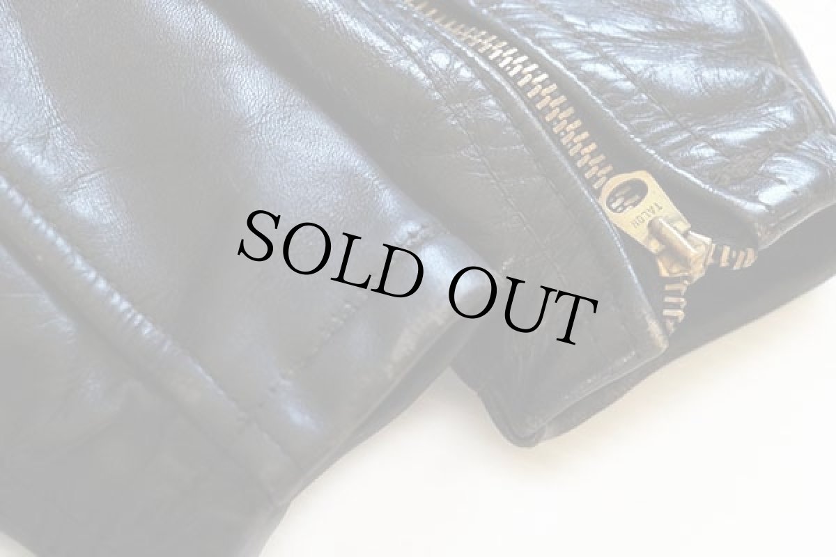 画像7: 60s UNKNOWN パッド入り シングルライダース レザージャケット 黒 (7)