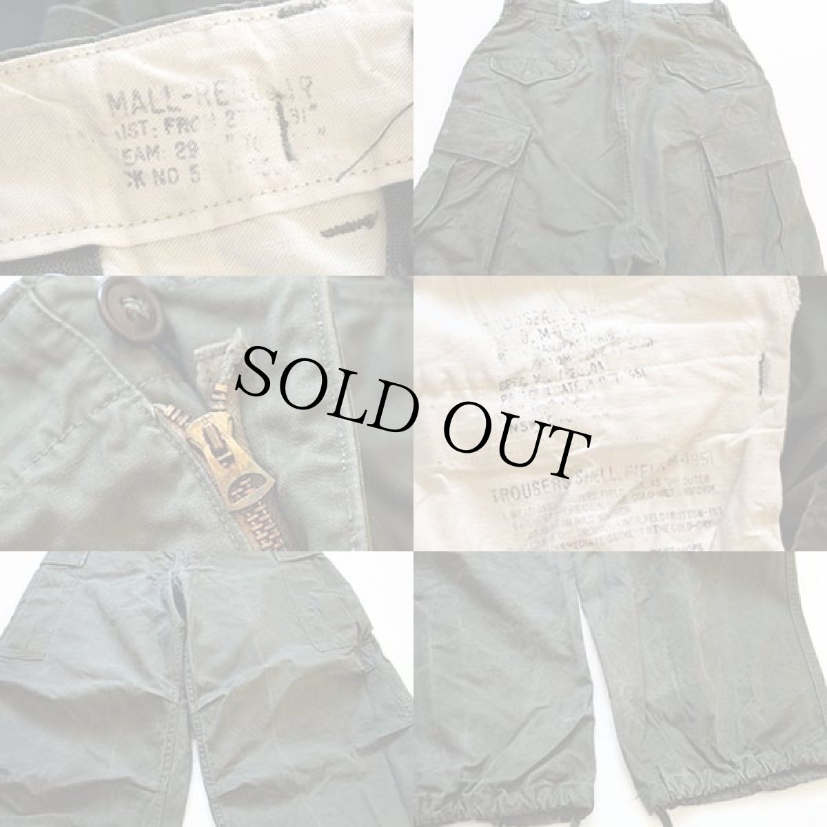 画像3: 50s 米軍 U.S.ARMY M-51 フィールド カーゴパンツ オリーブグリーン S-R (3)