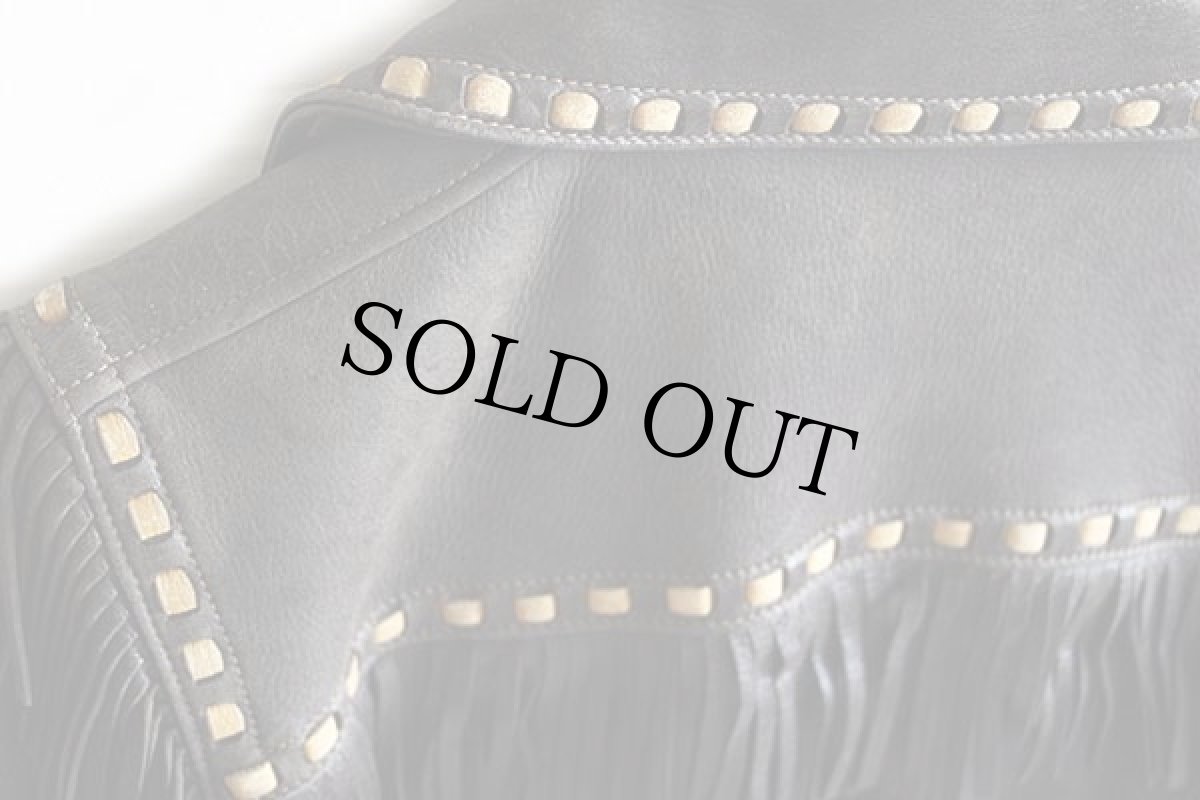 画像7: 60s CUSTOM COAT フリンジ ステッチ装飾 ディアスキン レザージャケット 焦げ茶 (7)