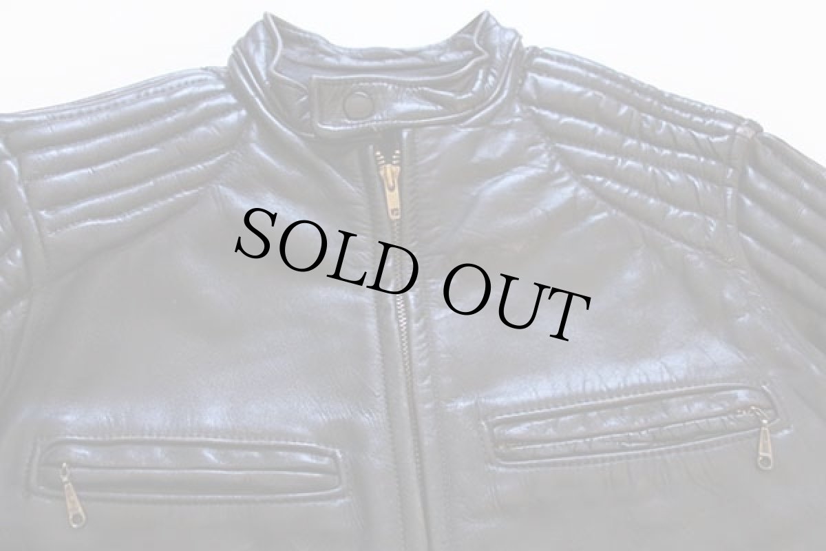 画像3: 60s UNKNOWN パッド入り シングルライダース レザージャケット 黒 (3)