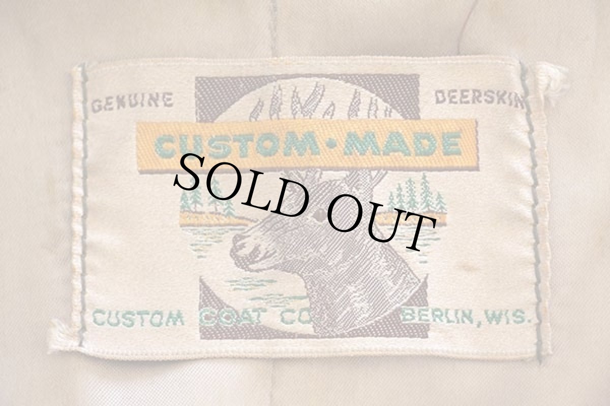 画像4: 60s CUSTOM COAT フリンジ ステッチ装飾 ディアスキン レザージャケット 焦げ茶 (4)