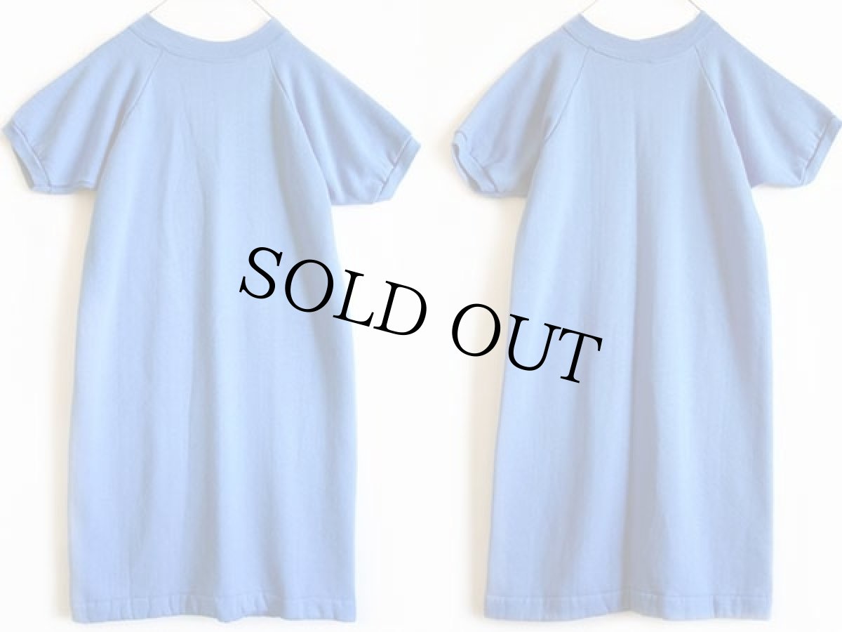 画像2: デッドストック★70s Fashion Wagon 半袖 スウェット ワンピース 青 M (2)