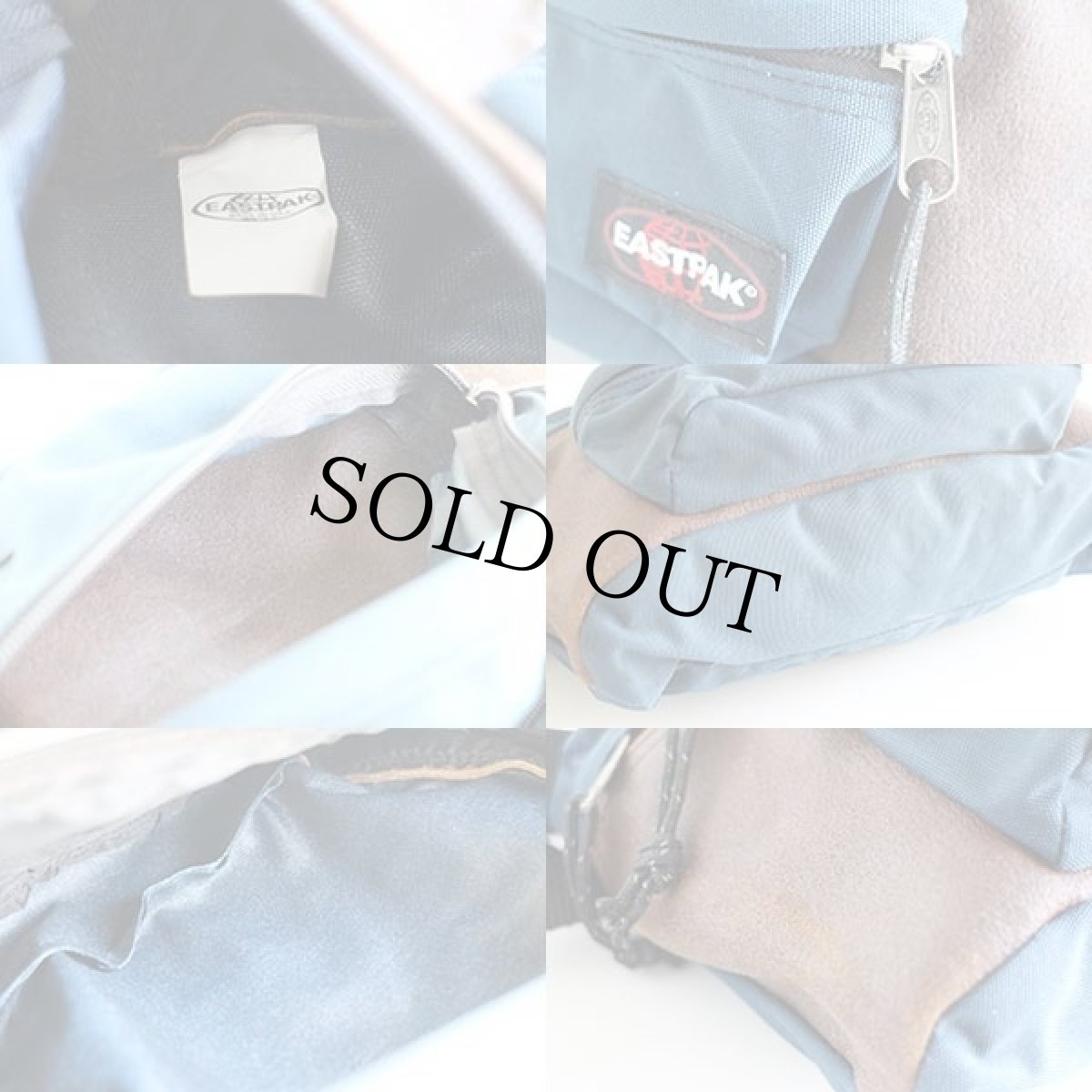 画像4: 90s USA製 EASTPAKイーストパック レザー×ナイロン ウエストバッグ 紺×茶 (4)