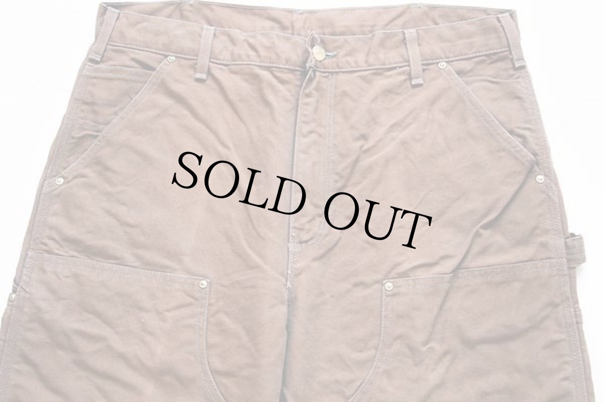 画像3: USA製 carharttカーハート ダック地 ダブルニー ペインターパンツ 茶 w36 L32 (3)