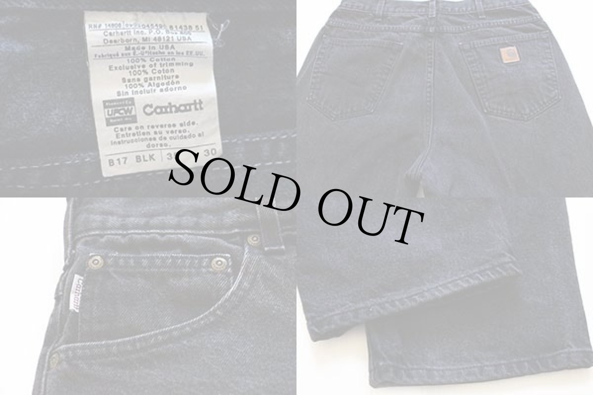 画像3: 90s USA製 carharttカーハート ブラック デニムパンツ w35 L30 (3)