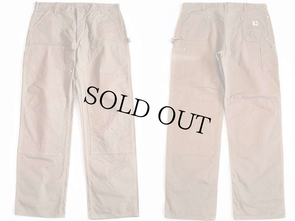 画像2: 00s USA製 carharttカーハート ダック地 ダブルニー ペインターパンツ 茶 w42 L34 (2)