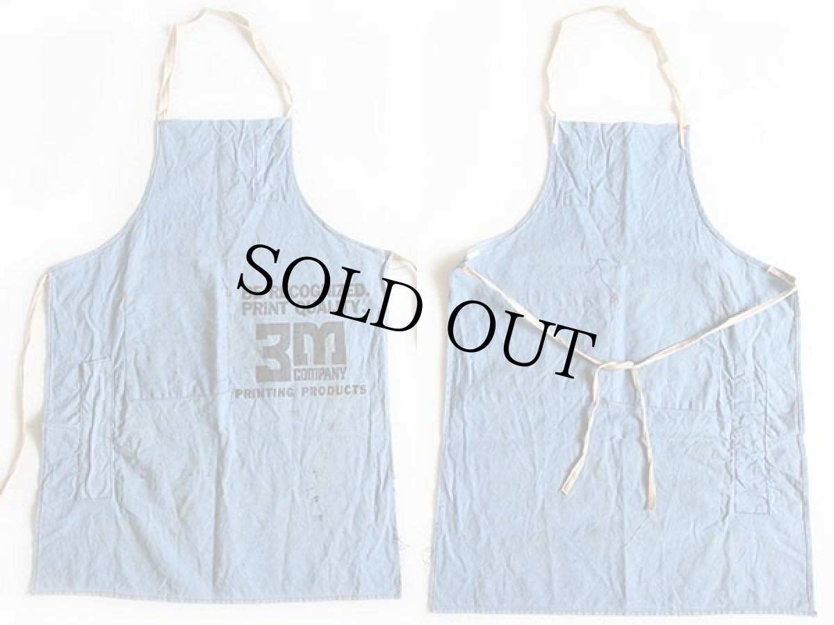 画像2: ビンテージ 3M COMPANY キャンバス ワークエプロン 青 (2)