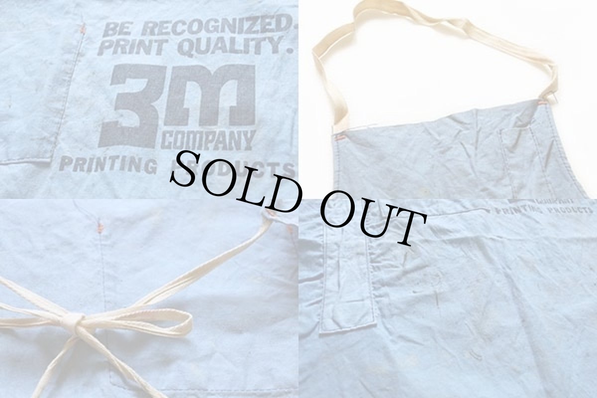 画像3: ビンテージ 3M COMPANY キャンバス ワークエプロン 青 (3)