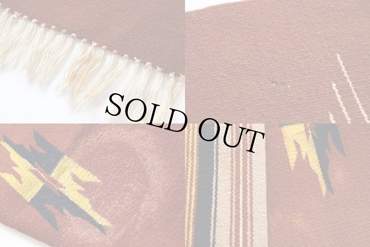 画像3: ビンテージ ネイティブ柄 チマヨ ラグ マット ブラウン (3)