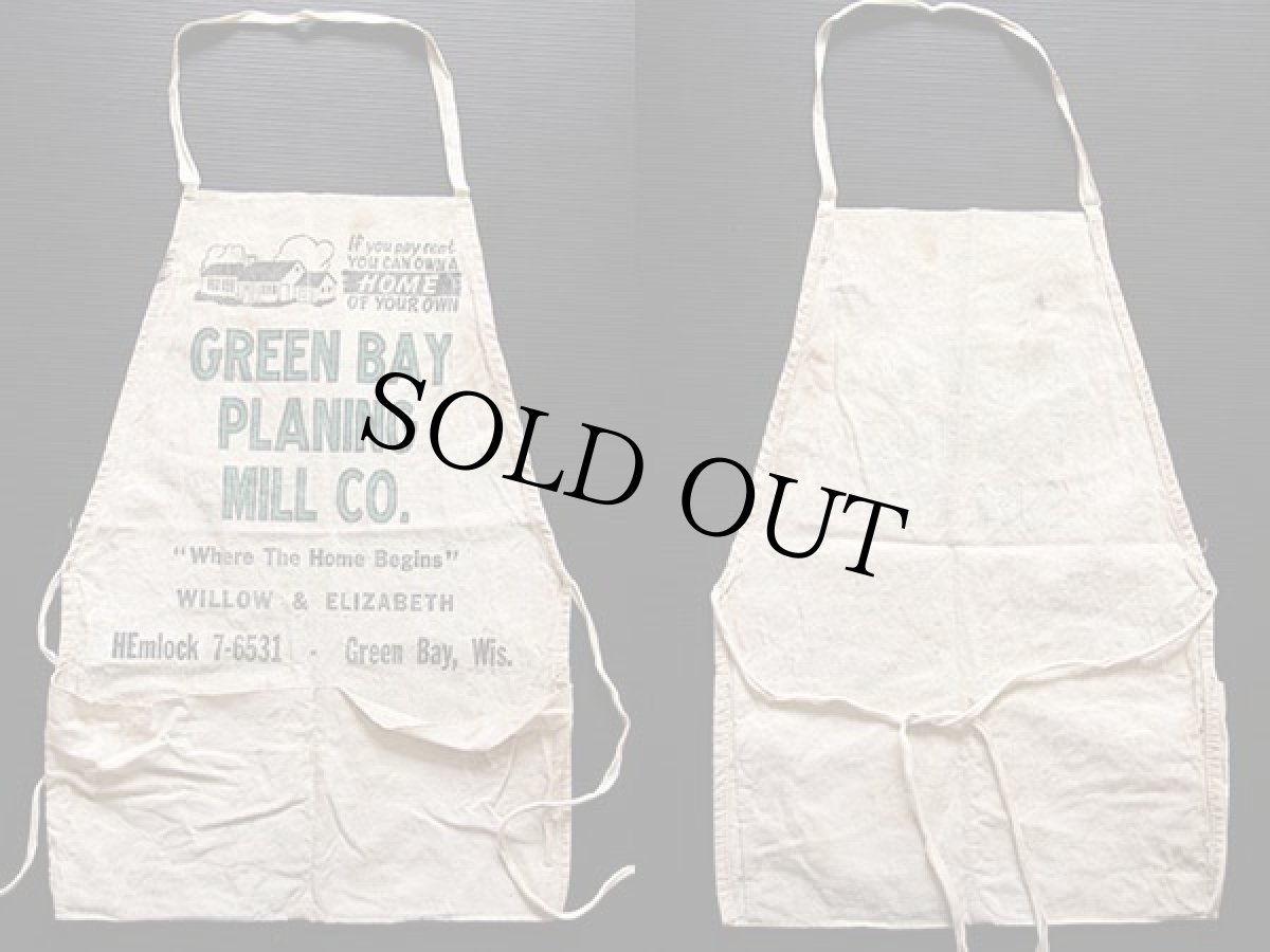 画像2: ビンテージ GREEN BAY PLANING MILL CO. キャンバス ワークエプロン 生成り (2)