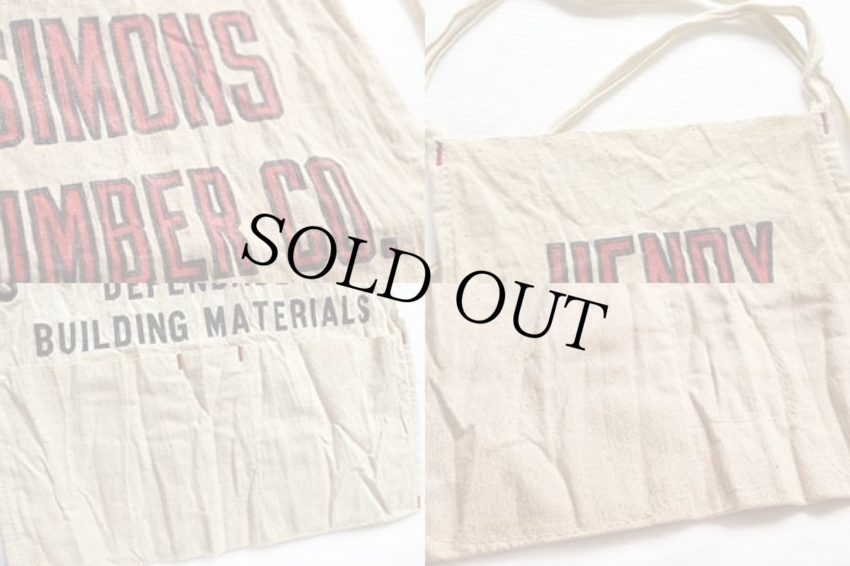 画像3: ビンテージ HENRY SIMONS LUMBER CO. キャンバス ワークエプロン 生成り (3)