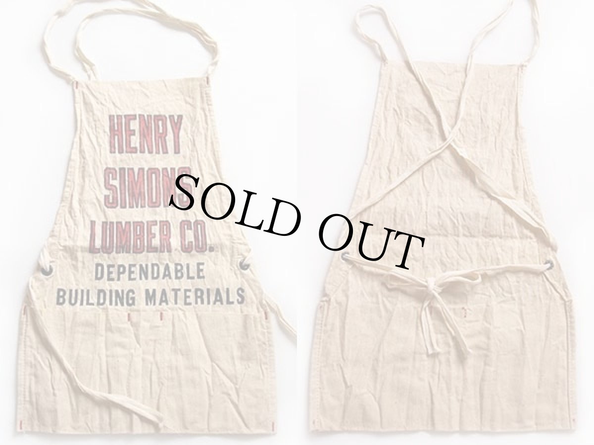 画像2: ビンテージ HENRY SIMONS LUMBER CO. キャンバス ワークエプロン 生成り (2)