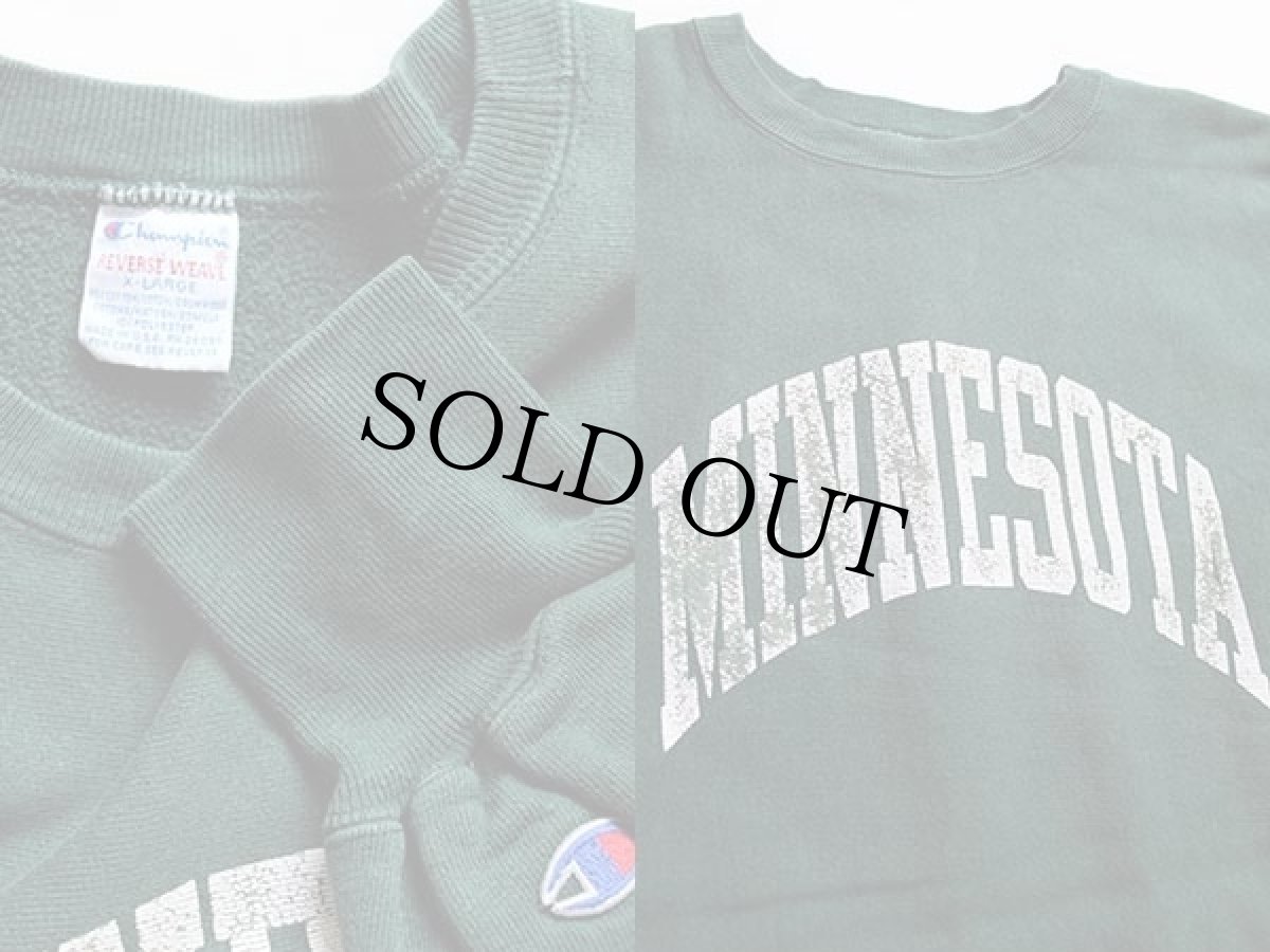 画像3: 90s USA製 Championチャンピオン MINNESOTA リバースウィーブ スウェット 緑 XL (3)