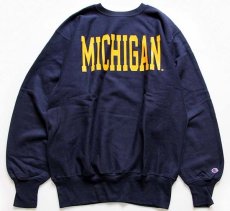 画像2: デッドストック★90s USA製 Championチャンピオン MICHIGAN リバースウィーブ スウェット 紺 XXL (2)