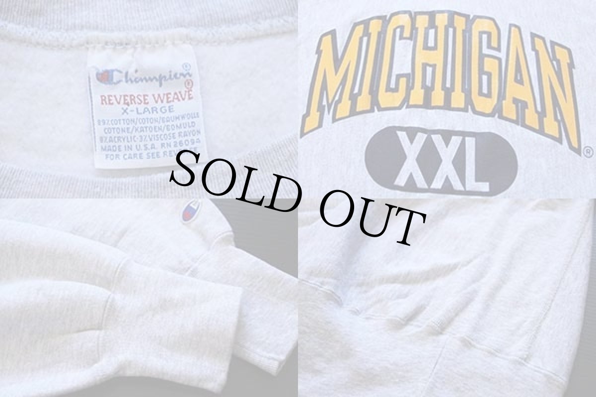 画像3: 90s USA製 Championチャンピオン MICHIGAN XXL リバースウィーブ スウェット 杢グレー XL (3)