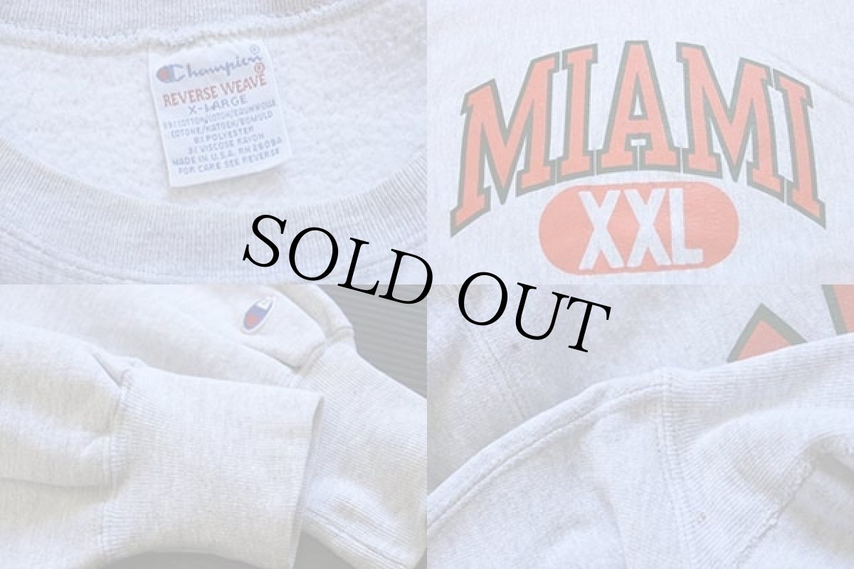 画像3: 90s USA製 Championチャンピオン MIAMI XXL リバースウィーブ スウェット 杢グレー XL (3)