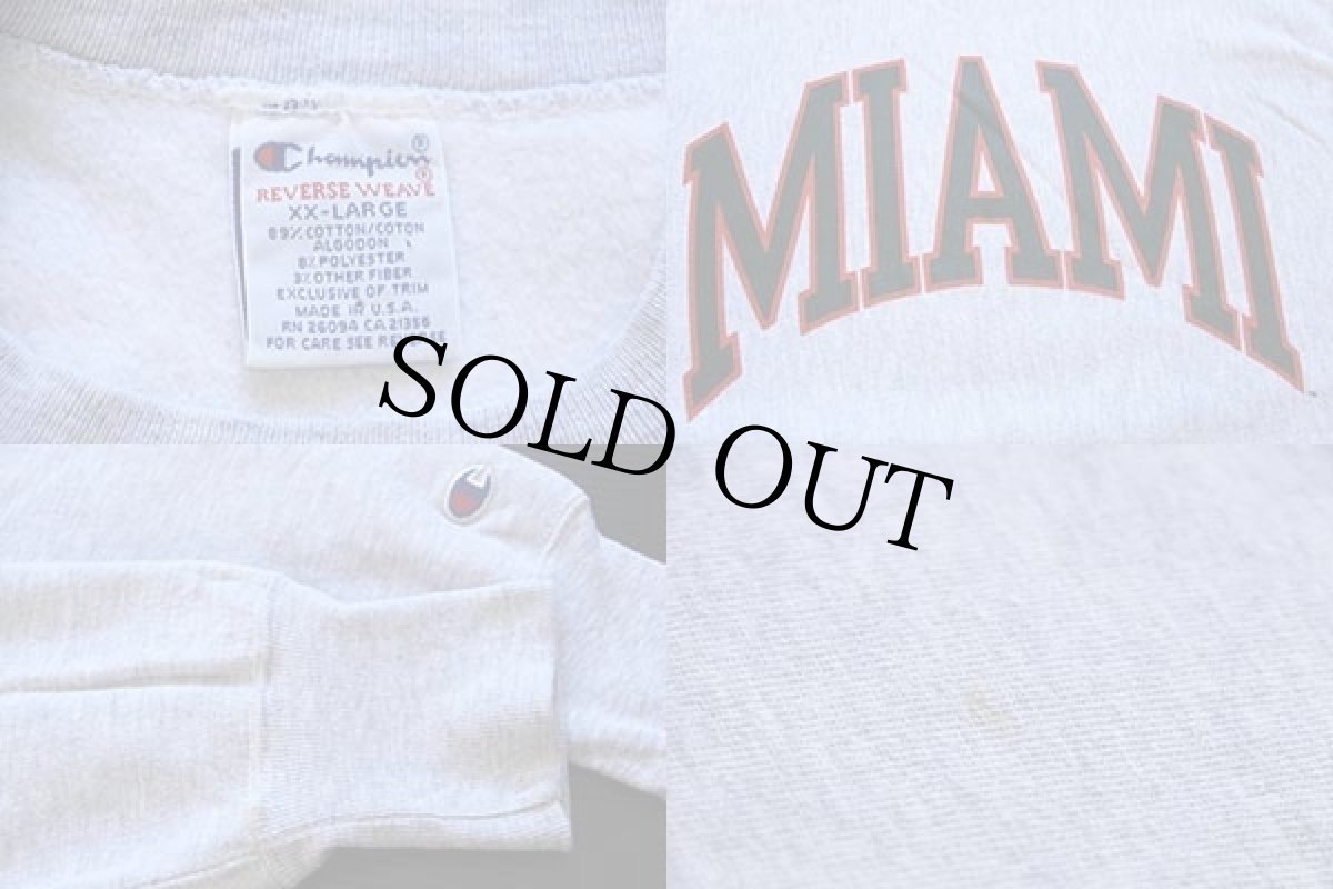 画像3: 90s USA製 Championチャンピオン MIAMI リバースウィーブ スウェット 杢グレー XXL (3)