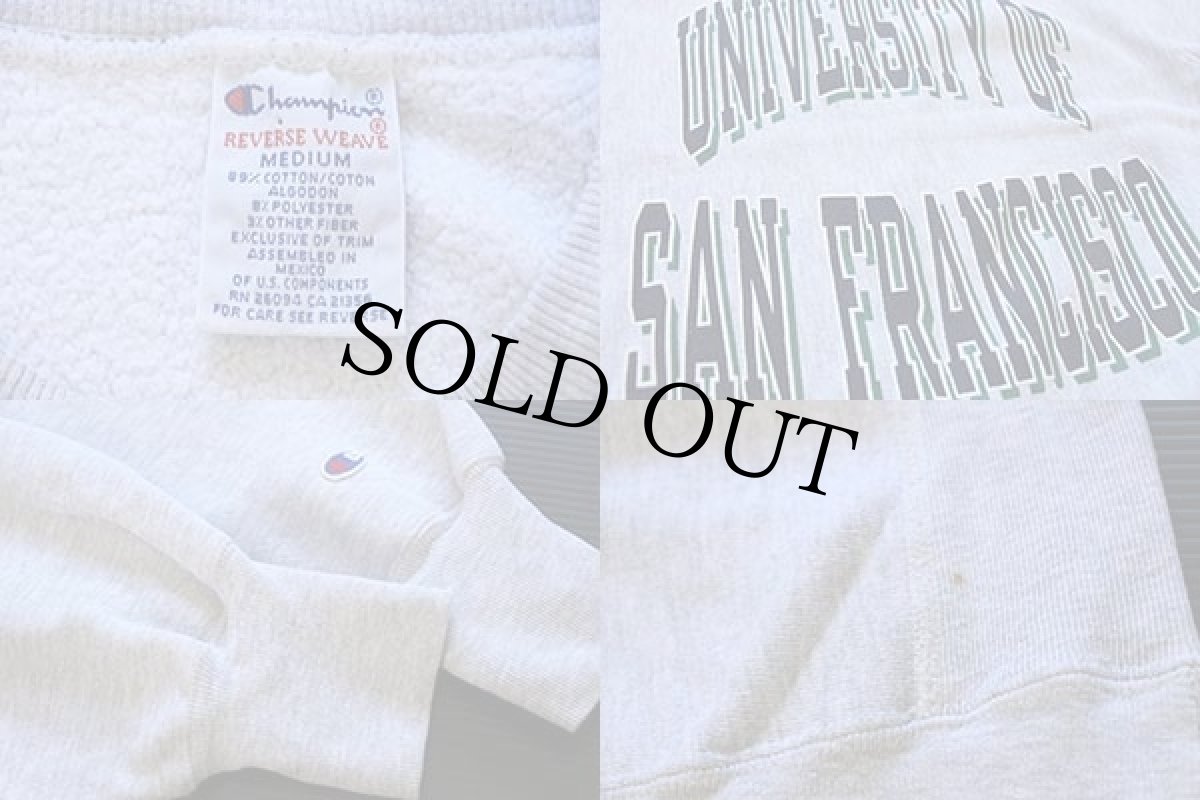 画像3: 90s メキシコ製 Championチャンピオン UNIVERSITY OF SAN FRANCISCO リバースウィーブ スウェット 杢グレー M (3)