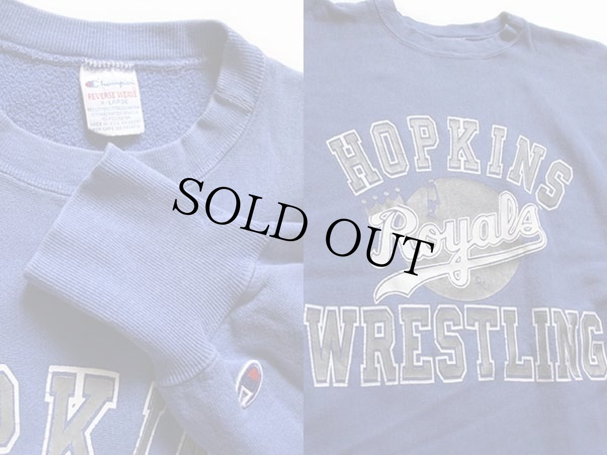 画像3: 90s USA製 Championチャンピオン HOPKINS Royals WRESTLING リバースウィーブ スウェット 青紫 XL (3)
