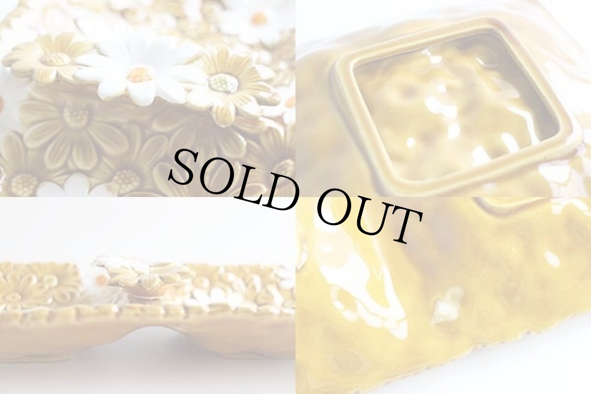 画像4: ビンテージ フラワー柄 セラミック プレート★小物入れ (4)